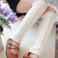 thumbnail image 4 of Guardurnaity Piernas de fibras acrílicas acogedoras con calentadores de rodilla de tobillo calcetines de punto con puños de botas de ochos gruesos Accesorios de disfraces blanco, 4 of 6
