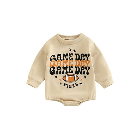 

Franhais Infant Baby Girls Boys Romper Rugby Letter Print Round Neck Long Sleeve Jumpsuits Spring Autumn Casual Bodysuits