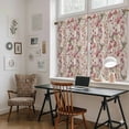 thumbnail image 5 of Pink Beige Flowers Kitchen Curtains 54 Inch Length, Spring Floral Elegant Pastoral Rustic Tiers Curtains for Bathroom Bedroom Cafe, Light Filtering Small Window Treatment Drapes 2 Panels 42"Wx54"L, 5 of 8