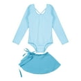 thumbnail image 3 of YONGHS Girls Long Sleeve Leotard with Tutu Skirt Kids Ballerina Ballet Dancewear Dress Outfits Light Blue 5-6, 3 of 7