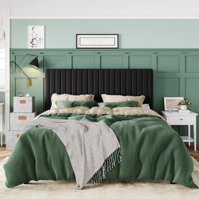 Bed Frame Full Bed Frame With Tufted Headboard With Vertical Access With Sturdy Wooden Slats, Velvet Upholstered Platform Bed My Lux Decor Round