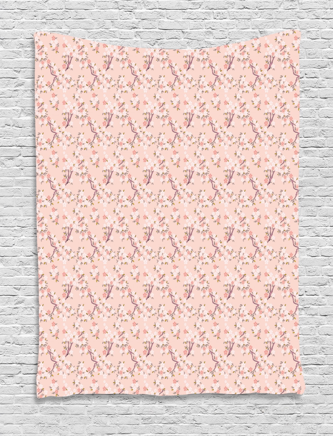 Cherry Blossom Tapestry, Blossoming Sakura Cherry Trees Japanese Nature