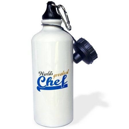 3dRose Worlds Greatest Chef - Best cook - for foodies amateur cooking fans or professional kitchen workers, Sports Water Bottle, (Best Water Bottle In The World)