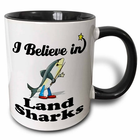 

3dRose I Believe In Land Sharks Two Tone Black Mug 11oz
