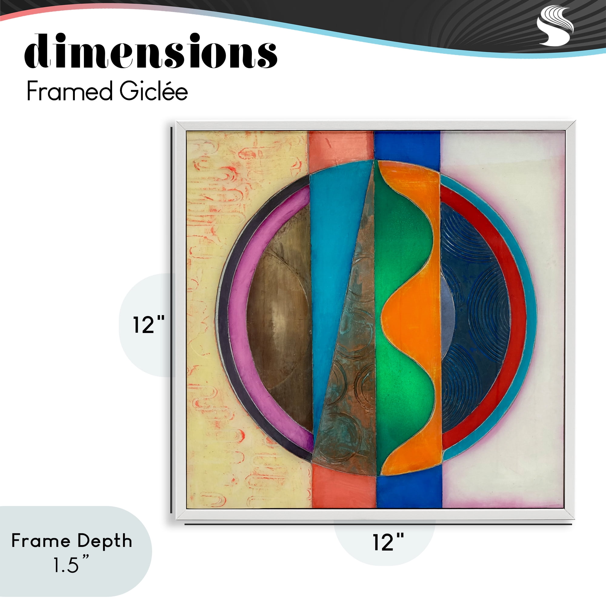Stupell Industries Circle with Intersecting Waves White Framed Giclee Art, design by Matthew Finger