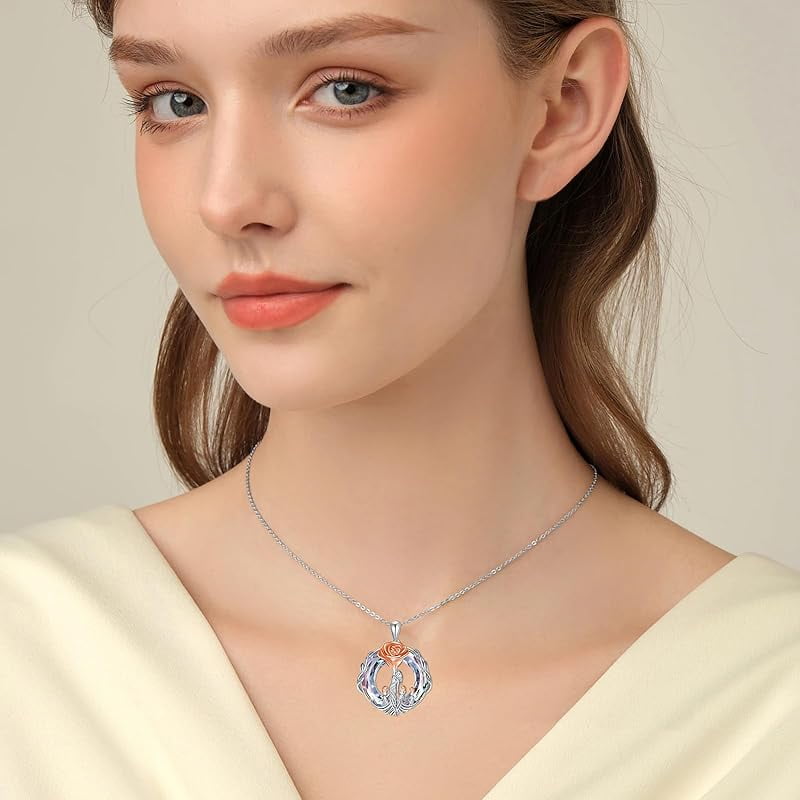 JKR Gifts for Mom 925 Sterling Silver Rose Flower Necklace Mother and 1-5 Daughters/Sons Jewelry Birthday Gifts for Women Wife Grandma