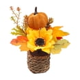 thumbnail image 2 of Racsoh Artificial Maple Leaf Pumpkin Potted Plants, Mini Fall Faux Sunflower Greenery Ornament, Realistic Thanksgiving Decoration, for Desktop Office Decor (B), 2 of 7