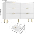 thumbnail image 3 of Huloretions Fluted Wood Dresser 6 Drawers Dresser for Bedroom, Large Modern Chest of Drawers, White Dresser with Gold Handle, Wood, 3 of 7