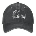 thumbnail image 2 of Fish On Vintage Wash Dad Hat Adjustable Curved Brim Baseball Cap,Casual Outdoor Sports Fishing Cap for Men and Women, 2 of 9
