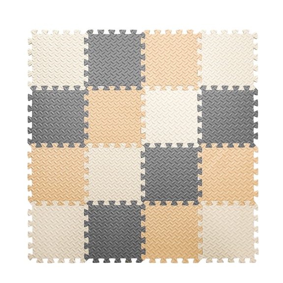 Bosham Baby Play Mat | White Beige Gray Soft Toddler Playmat | Jigsaw Puzzle PlayMat | 16Pcs Squares Foam Floor Mats for Kids & Babies | EVA Foam Interlocking Tiles for Gym, Nursery, Playroom