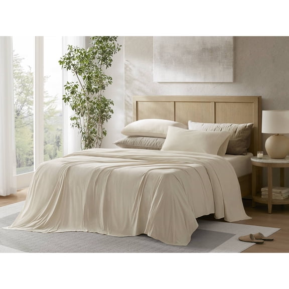 Cal King Sheet Set - 4-Piece Nylon Stretch Jersey - Ivory