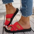 thumbnail image 4 of Rokment Womens Athletic Mesh Walking Flip Flops Lightweight Breathable Flat Slides Sandals Beach Summer Casual Slip on Thong Slippers for Outdoor Activities Red Size 9.5, 4 of 6