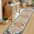 thumbnail image 3 of Findosom 2'x8' Vintage Runner Rug 0.4" Distressed Hallway Rug Non Slip Laundry Runner Rug Decor Rug Washable Runner Rug Kitchen Floor Mat Entryway Rug Runner for Laundry Kitchen Dark, Orange, 3 of 7