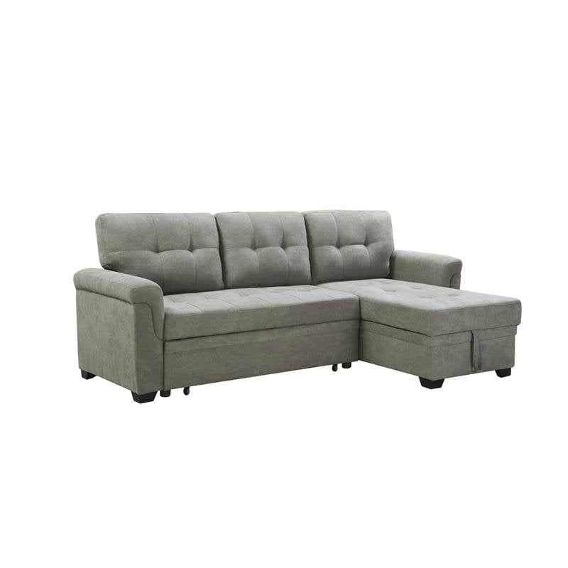 Lucca Light Gray Fabric Reversible Sectional Sleeper Sofa