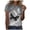 Silver, variant on WXLWZYWL Womens Summer Tops 2023 Clearance Casual Loose Blouse Printing Round Neck T-Shirt Shirts Blouse Print Tee Gray