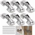 thumbnail image 1 of Invisible Hinge Furniture Door Corner Hinges with Hydraulic Damper Overlay Cabinet Hinges Folding Kitchen Hinges for Overlay Furniture Door (6 Pieces), 1 of 5