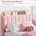 thumbnail image 2 of Bingirl Twin Size Bed Frame with Storage Headboard - 2 Drawers, Boucle Upholstered Platform Bed with Bookcase, Effortless Assembly, No Box Spring Needed, Pink, 2 of 8