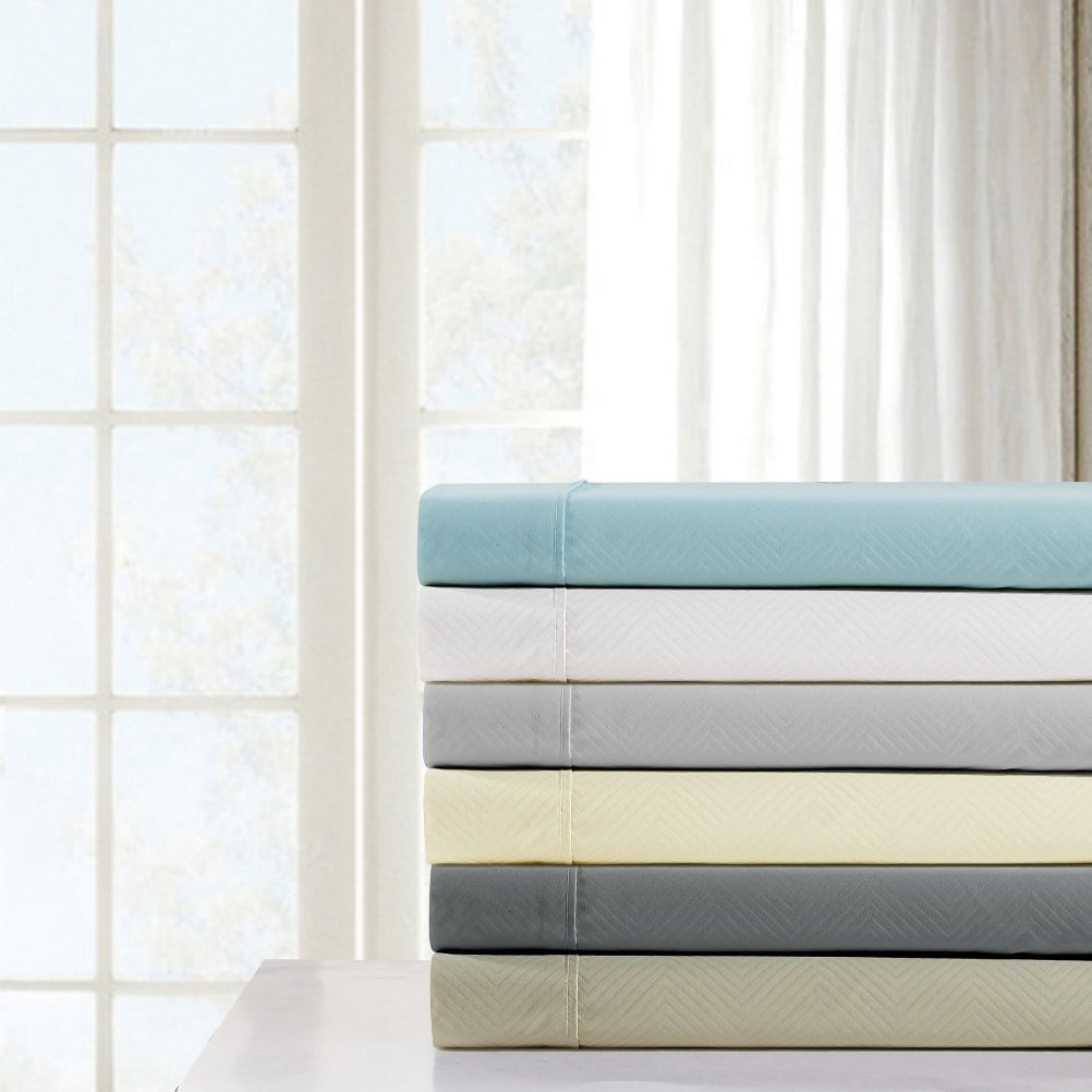 Bamboo 4 Piece Luxury Chevron Embossed Sheet Set