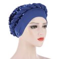 thumbnail image 2 of SPRING PARK Chemo Cancer Head Hat Cap Ethnic Shiny Sequins Twisted Braid Hair Cover Wrap Turban Headwear, 2 of 6