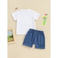 thumbnail image 5 of Elippeo Baby Shorts Set 6 12 18 Months Short Sleeve Crew Neck Letters Print T-shirt with Shorts One Year Old Birthday Outfit, 5 of 10