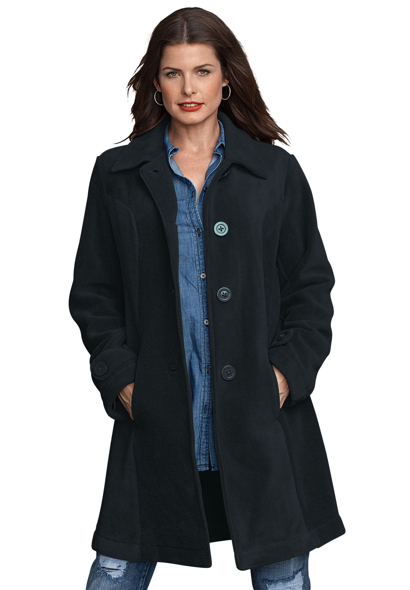 Roaman's - Roaman's Women's Plus Size Plush Fleece Jacket - Walmart.com ...