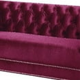 thumbnail image 4 of Loveseat with Acrylic Feet and Mirrored Trim, Dark Red, 4 of 5