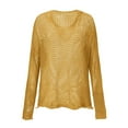 thumbnail image 3 of Mohiass Women's Hollow Out Crochet Sweater Long Sleeve Drop Shoulder Pullover Hoodie Knitwear Yellow L, 3 of 7