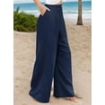 thumbnail image 4 of Sanopy Womens Casual Wide Leg Pants High Waisted Button Down Straight Long Trousers Palazzo Pants, 4 of 6