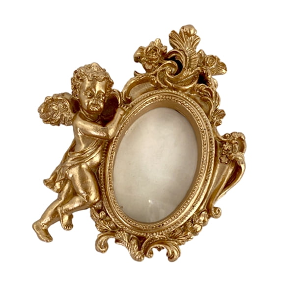 Antique Picture Frame Victorian Resin Carving Photo Frame With Cherub Figurine Home Decors for Wall Mount and Tabletop