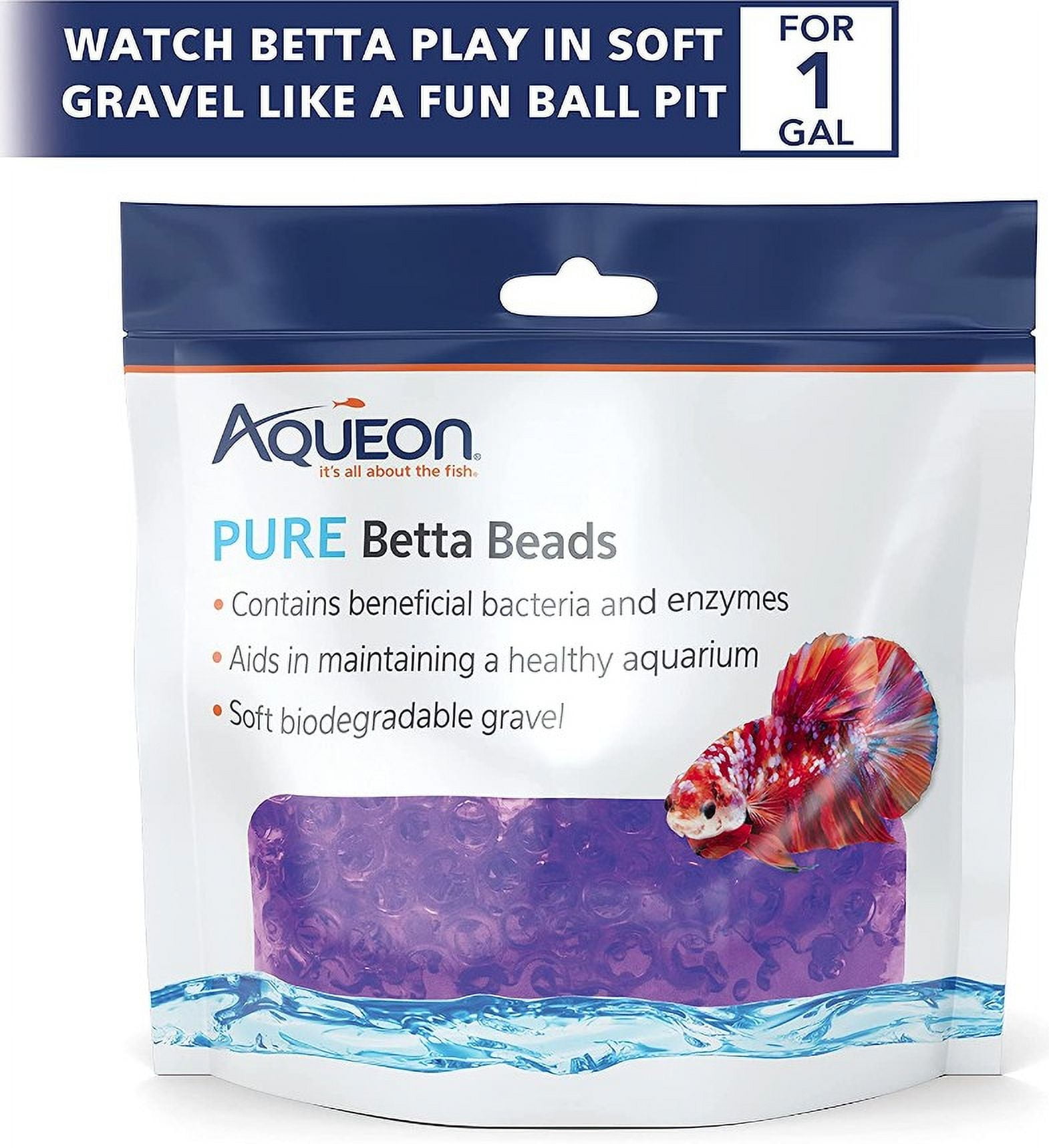 Aqueon Pure Betta Beads Purple [Aquarium Gravel and Sand, Aquarium Water Conditioners, Aquarium Supplies] 6 count