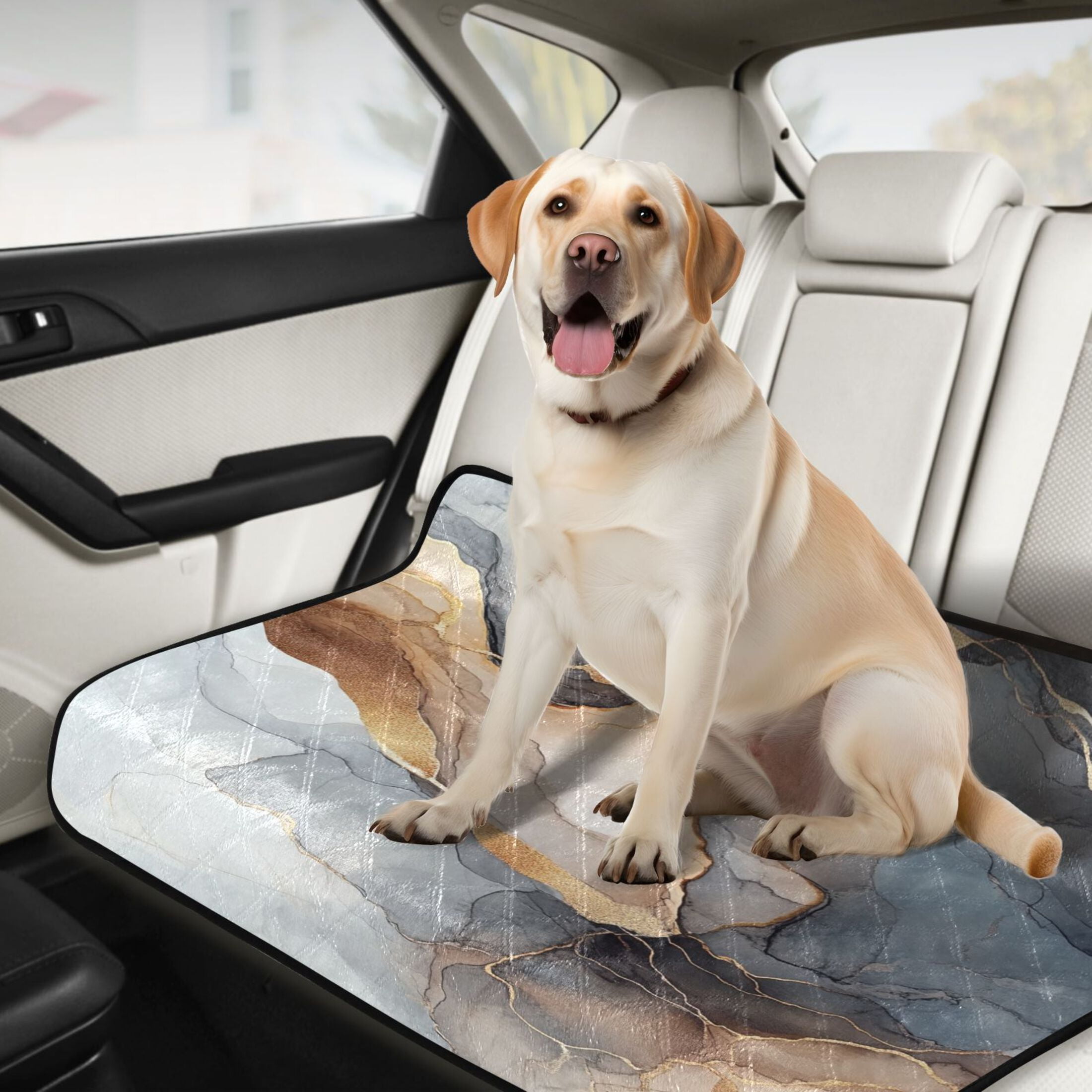Qxltty Gilt Brown Marble Cat litter Pads Pet Set of 3 Diaper Mats Center Anti-leakage Layer Absorbent Soft and Comfortable