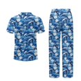 thumbnail image 6 of TSOVTHRID Dolphin Flower Glitter Print Pajama Set for Women Notch Collar Sleepwear with Long Pants Soft Lounge Set, Size XL, 6 of 7