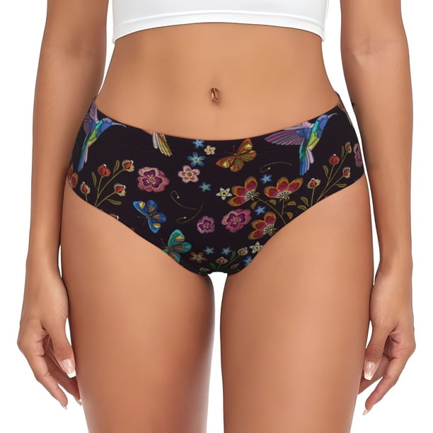 Fotbe Humming Bird And Tropical Flowers Calzones Estampados para Mujer – Ropa Interior de Algodón, Cómoda, Suave y Elástica-Large