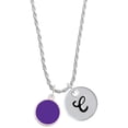thumbnail image 1 of Delight Jewelry Silvertone Small Purple Enamel Disc Silvertone Script Initial Disc - C - Charm Necklace, 20"+3", 1 of 4