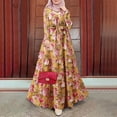 thumbnail image 2 of Abaya Dress for Elegant Women's Printed Dress Long Sleeve Robe Sun Skirt with Detachable Waist Belt, 2 of 7