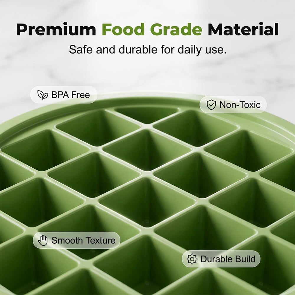 Ice Cube Tray with Lid and Bin, 25/50 Cube Press-Type Ice Maker Tray with Easy Press Lid, BPA-Free Compact Ice Cube Maker with Handle, Portable Ice Bucket for Freezer, Whiskey Cocktail
