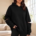 thumbnail image 3 of Tbopshirt Hoodies for Women Loose Casual Hoodie Long Sleeve Panel Splicing Pullover Sweatshirt for Daily Leisure & Street Style, 3 of 6
