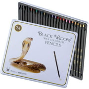Black Widow Colored Pencils For Adults - 24 Coloring Pencils With Smooth Pigments - Best Color Pencil Set For Adult