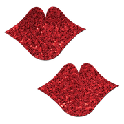 Kisses: Glitter Red Lips Nipple Pasties by Pastease