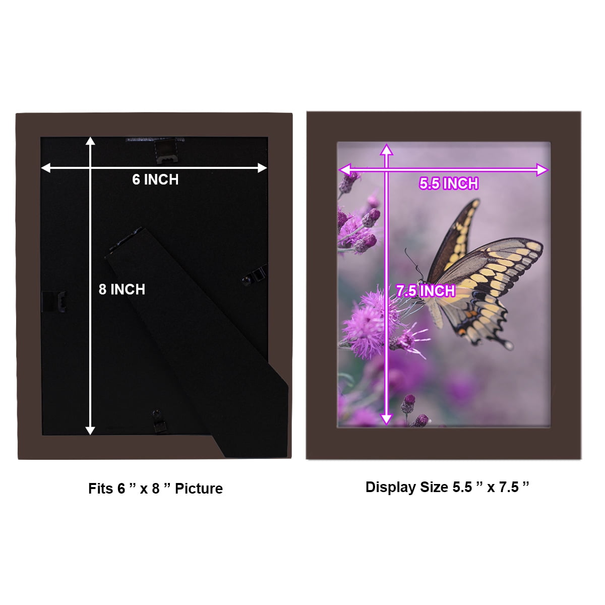 Modern 6 in. x 8 in. Brown Picture Frame (Set of 4)