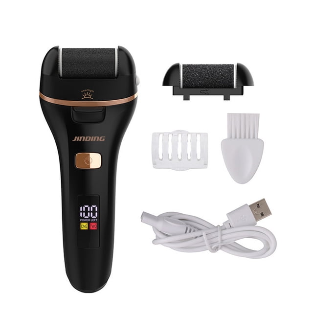 Electric Foot Grinder with LED Light Callus Remover Dead Skin Remover with Digital Display Foot Care Machine Pedicure Tool with 2 Grinding Heads 2 Adjustable Speeds