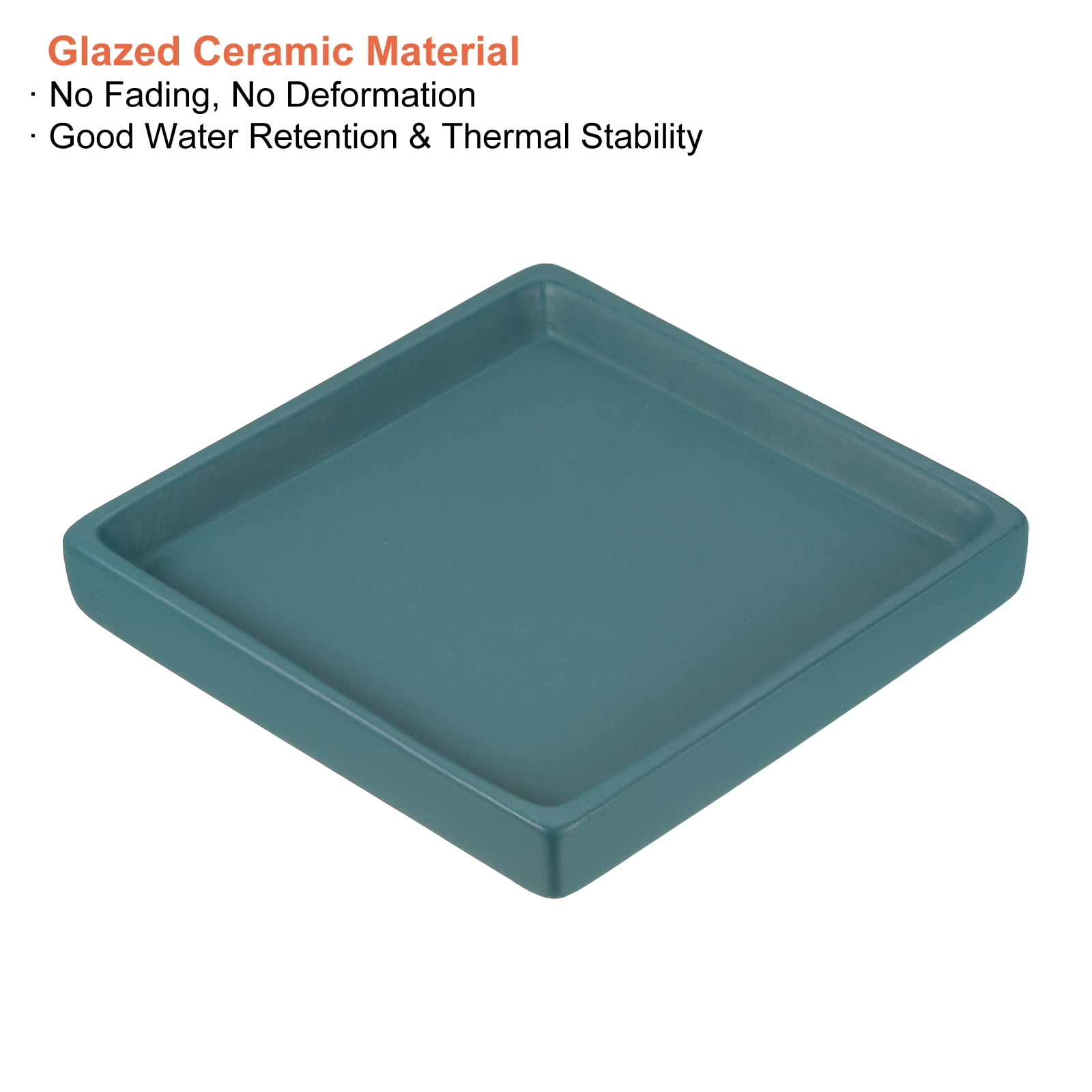 Unique Bargains Ceramic Square Planter Saucer Flower Pot Drip Tray Coaster 2 Pack Cyan