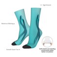 thumbnail image 4 of Yiaed a Teal Ribbonin Print Great elasticity Crew Socks Sports socks for Men and Women, 4 of 6