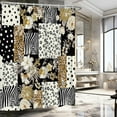 thumbnail image 6 of Patchwork Floral Shower Curtain,Patchwork Design Leopard Print Shower Curtain Set for Bathroom, Zebras Print Flower Modern Fabric Bath Curtain with Hooks, 6 of 6