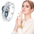 thumbnail image 4 of Anillo HUOGUO Butterfly Diamond, aleación azul en forma de corazón, 4 of 5