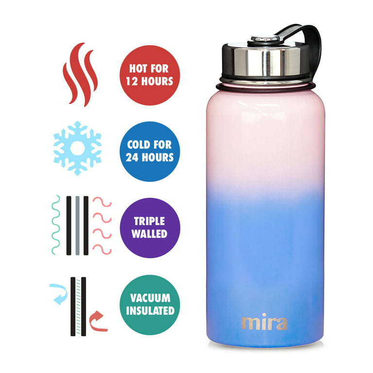  MIRA 32 oz Stainless Steel Water Bottle - Hydro Vacuum  Insulated Metal Thermos Flask Keeps Cold for 24 Hours, Hot for 12 Hours -  BPA-Free One Touch Spout Lid Cap 