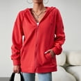 thumbnail image 2 of Sudadera básica para mujer ajuste holgado color sólido manga larga cremallera ropa de calle traje Hugtrwg Para estrenar, 2 of 9