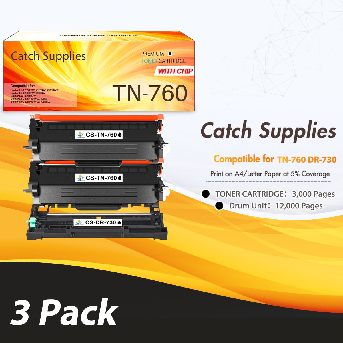 Catch Supplies Compatible Toner TN-760 & DR-730 Drum Unit for