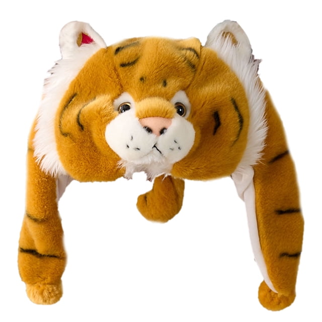 Tigre con gorra de 40 cm Peluche realista de tigre siberiano blanco y amarillo con gorra de dibujos animados para niños Peluche para niñas (2 estilos)