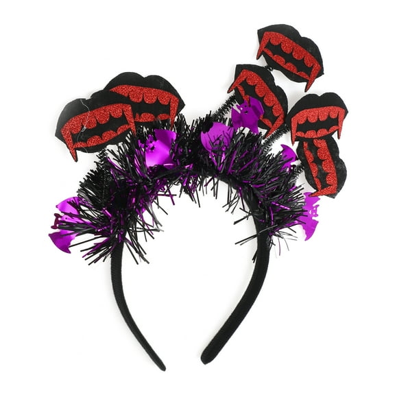 Unique Bargains 1 Pc Classic Teeth Pattern Headband for Halloween 4.72" Diameter Black Red